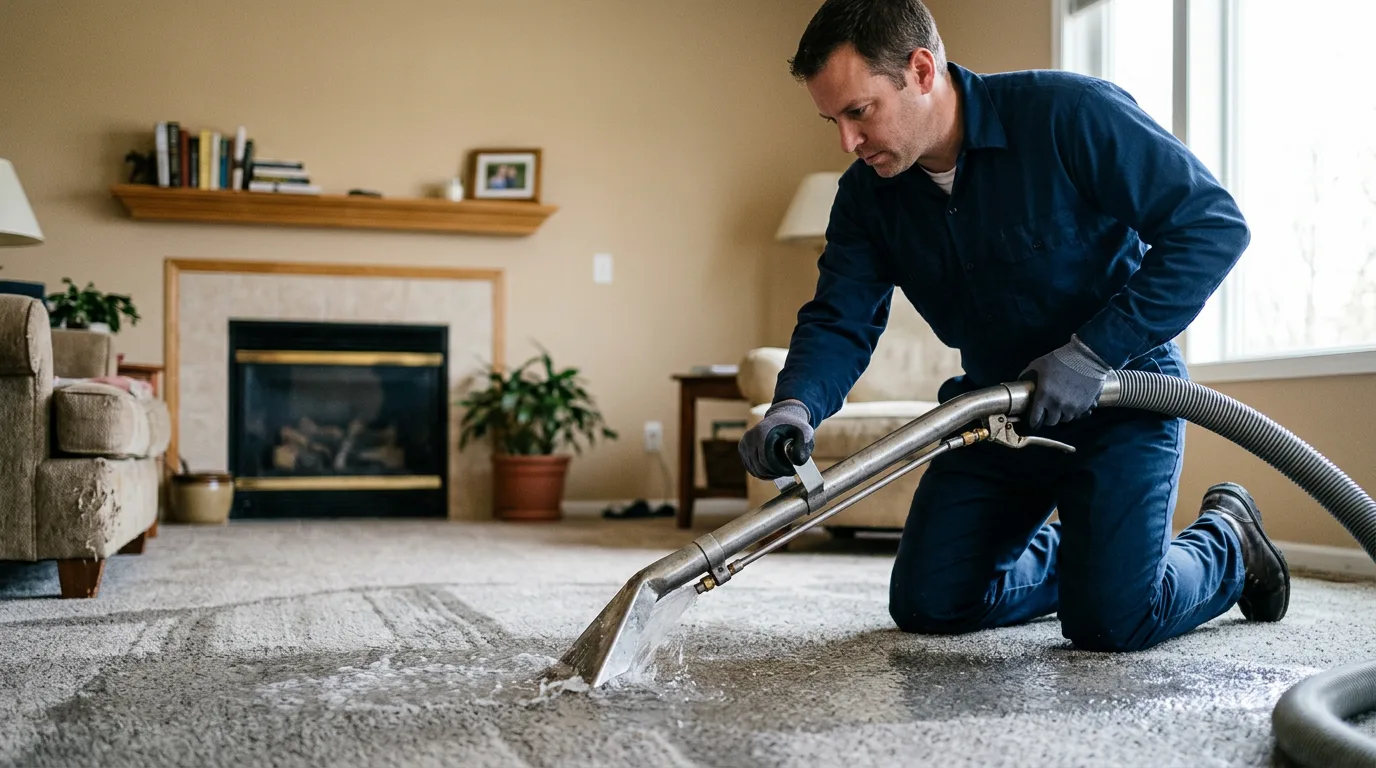 Water damage restoration technician working near Lyndon, KS